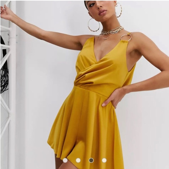 ASOS Cowl Back Golden Romper With Ring Detail NWT Size 14 - Picture 3 of 7